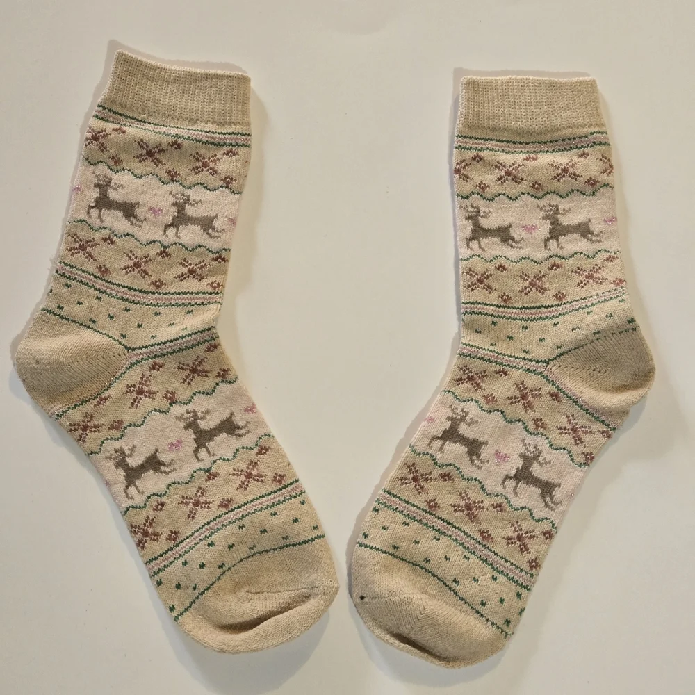🍒🍒 Cozy Reindeer Patterned Knitted Mid Tube Socks